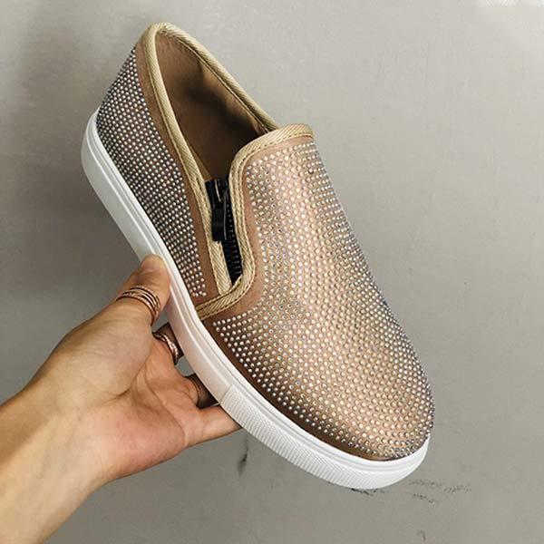 Women'S Fashion Sparkling Rhinestone Flat Sneakers 08602067C