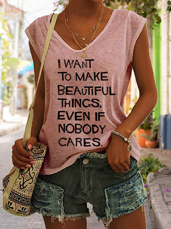 Saul Bass Classic Words V-Neck Cap Sleeve Loose T-Shirt