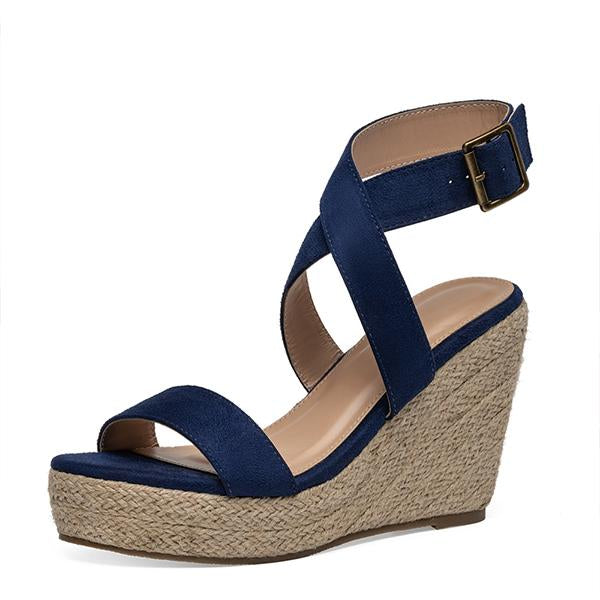 Women's Cross Strap Platform Wedge Open-Toe Sandals 02262971C