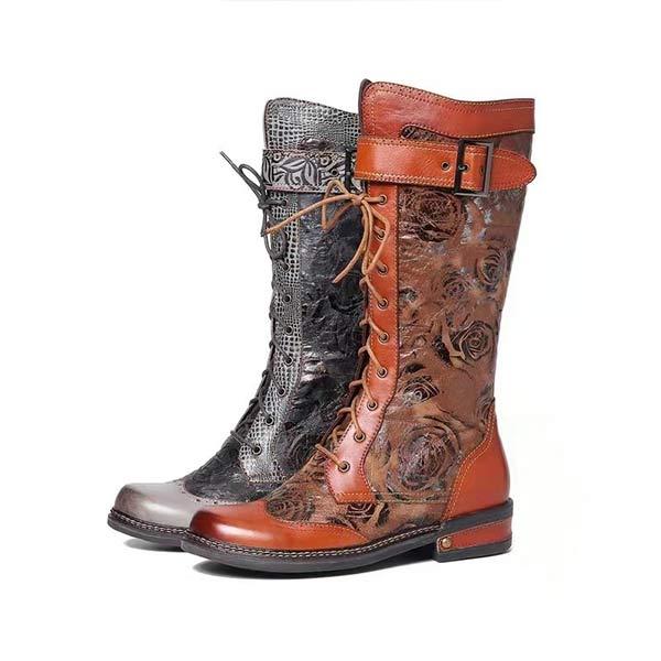 Women'S Ethnic Vintage Mid Heel High Boots 86158281C