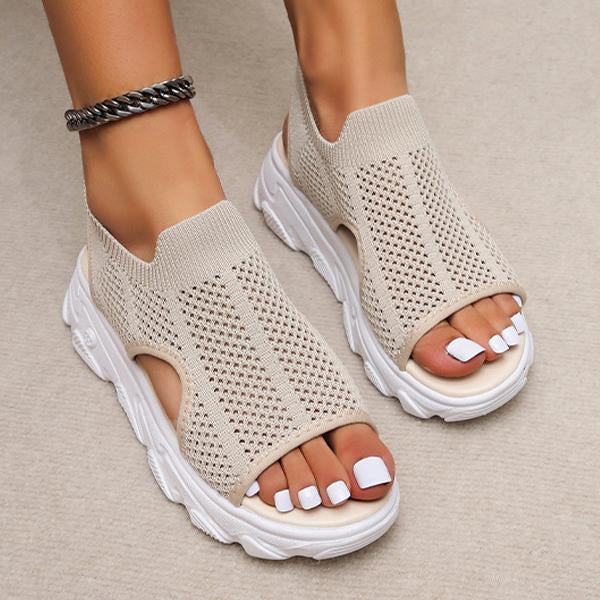 Women's Knit Elastic Slip-On Platform Sandals 86391564C