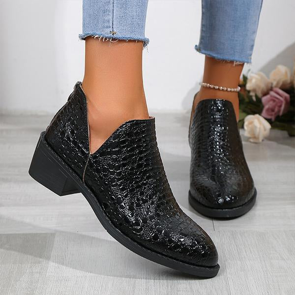 Women's Fashion Stone Pattern Chunky Heel Ankle Boots 62663735S