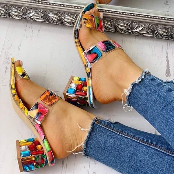 Women'S Colorful Mid-Heel Sandals 94913319C