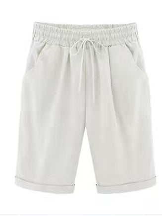 Women's Lace-up Minimalist Linen Breeches With Pockets