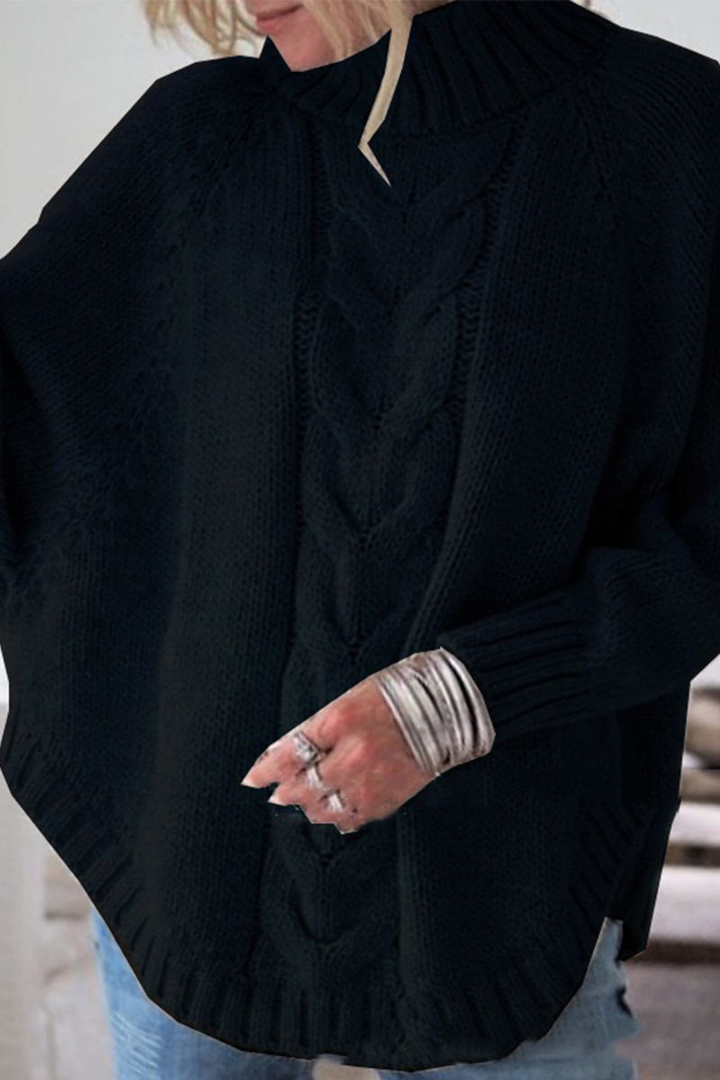 Casual Solid Patchwork Half A Turtleneck Tops