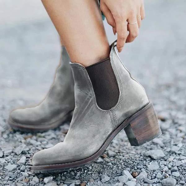 Women's Chunky Heel Short Shaft High Heel Ankle Boots 72547996C