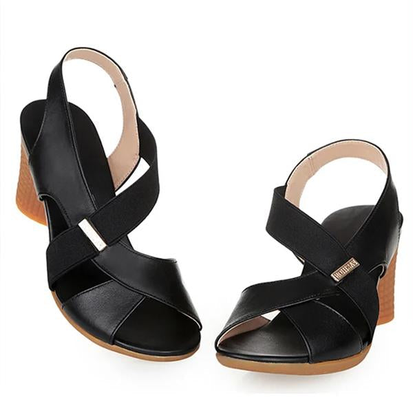 Women's Fashion Fish Mouth Chunky Heel Sandals 65188501C