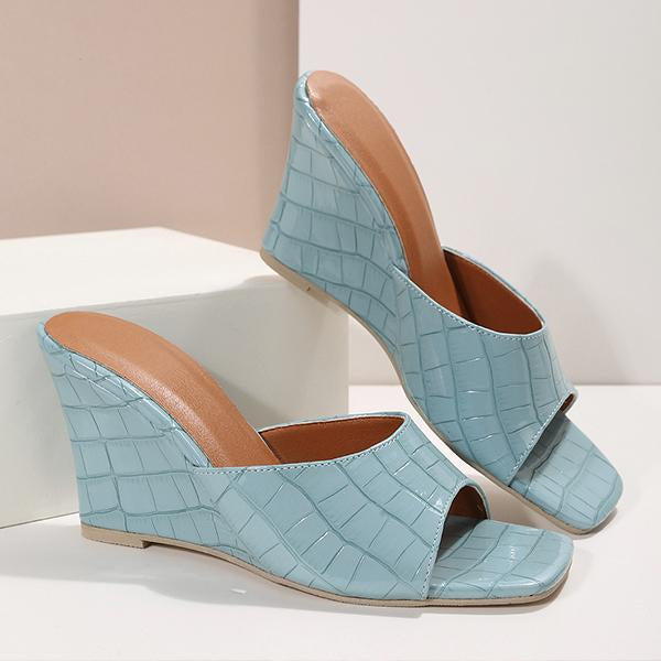 Women's Fashion Square Toe High Heel Slippers 97565443C