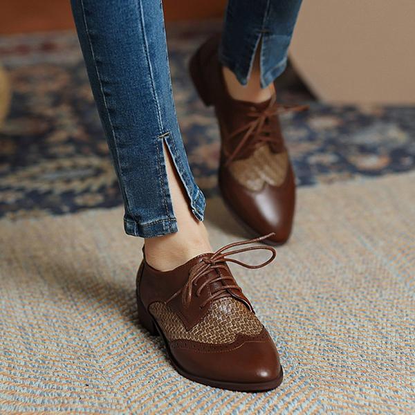 Women's Plaid Casual Fashion Stitching Lace-up Shoes 25631065C
