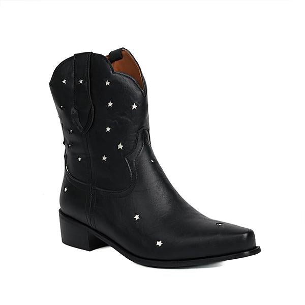 Women's Fashion Casual Star Chunky Heel Booties 05877648S