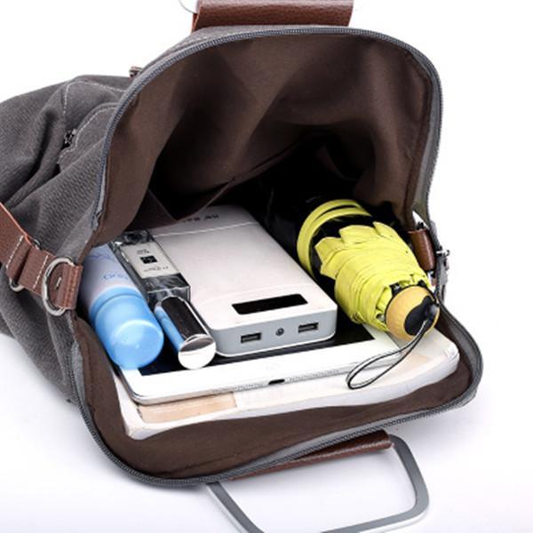 Casual Canvas Multipurpose Multi-pockets Backpack Crossbody Bag