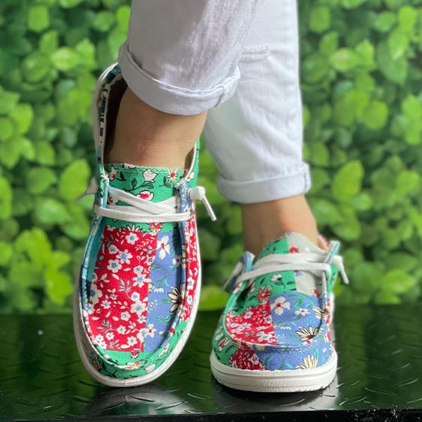 Women's Colorful Tie-Dye Series Flat Canvas Shoes 18493943C