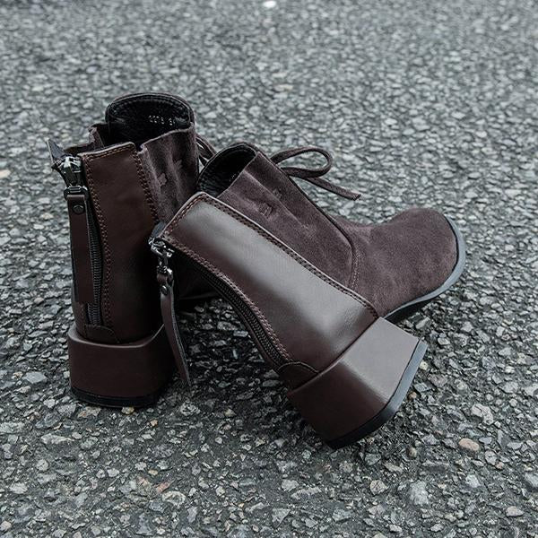 Women's Fashion Lace-Up Bow Chunky Heel Booties 16335821S