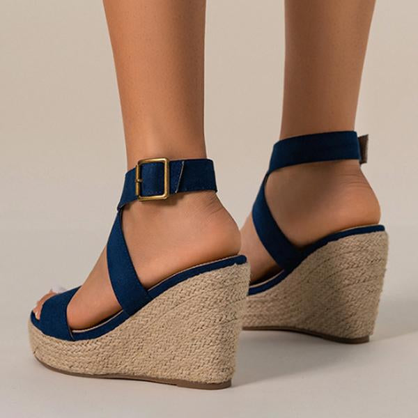 Women's Cross Strap Platform Wedge Open-Toe Sandals 02262971C