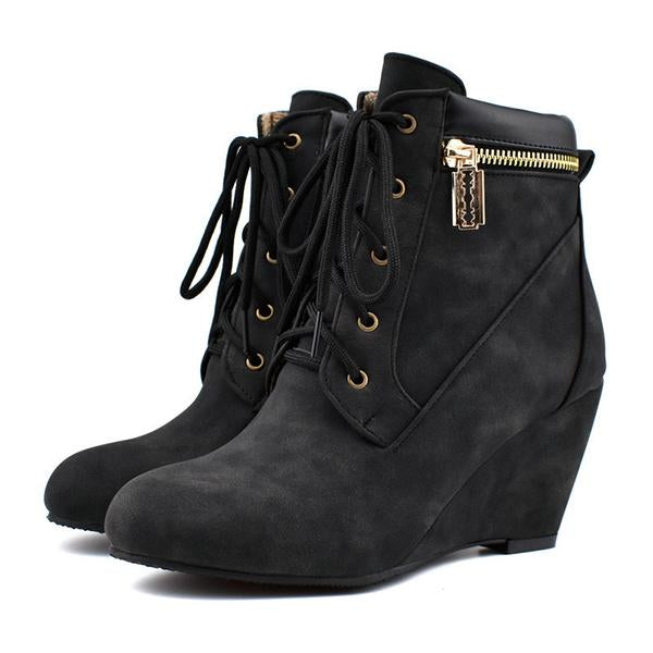 Women's Casual Suede Wedge Lace-Up Ankle Boots 41842459S