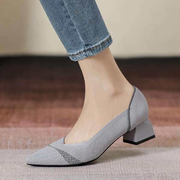 Women's Flying Woven Chunky Heel Pointed Shoes 73427463S