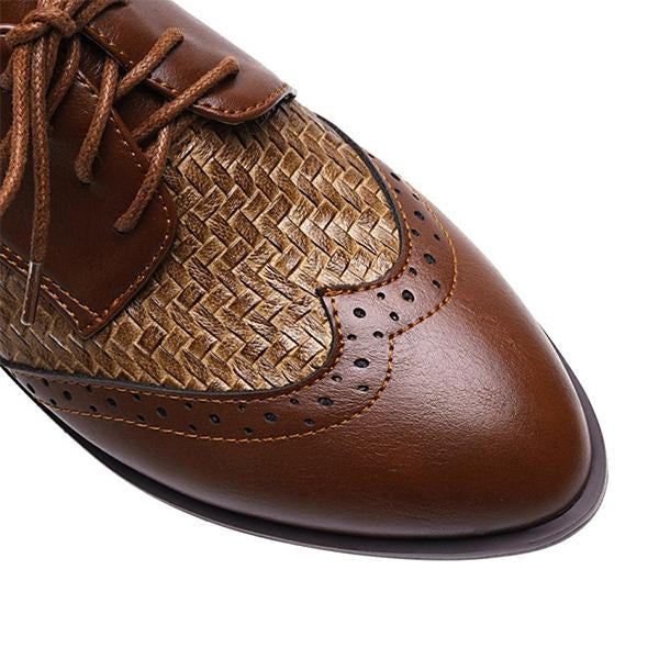 Women's Plaid Casual Fashion Stitching Lace-up Shoes 25631065C