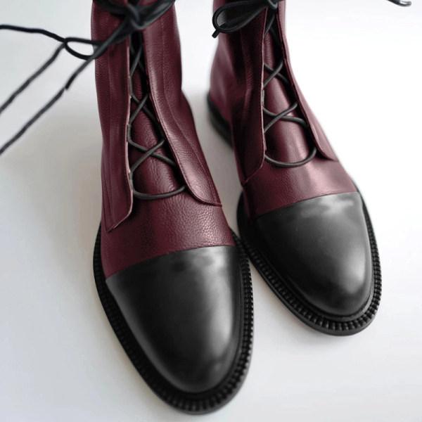 Women'S Paneled Lace-Up Short Martin Boots Biker Boots 67071946
