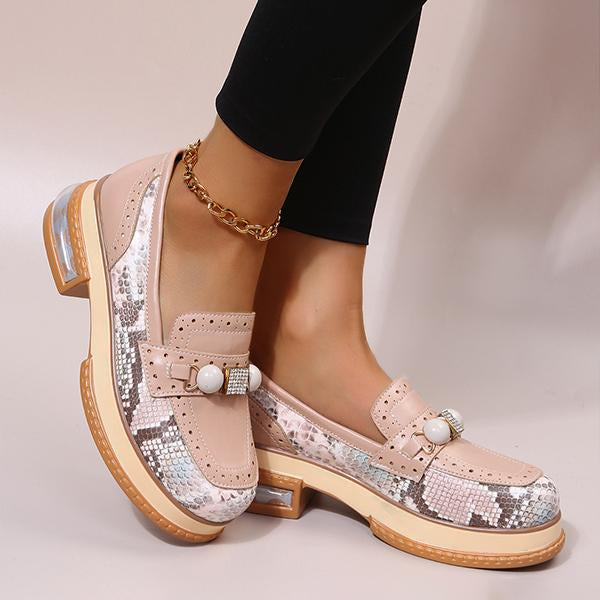 Women's Fashion Rhinestone Snake Pattern Loafers 03568046S