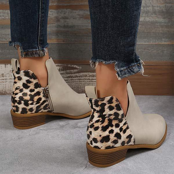 Women's Leopard Stitching Ankle Boots 90337009C