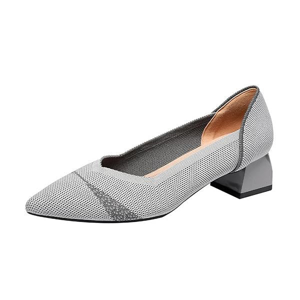 Women's Flying Woven Chunky Heel Pointed Shoes 73427463S