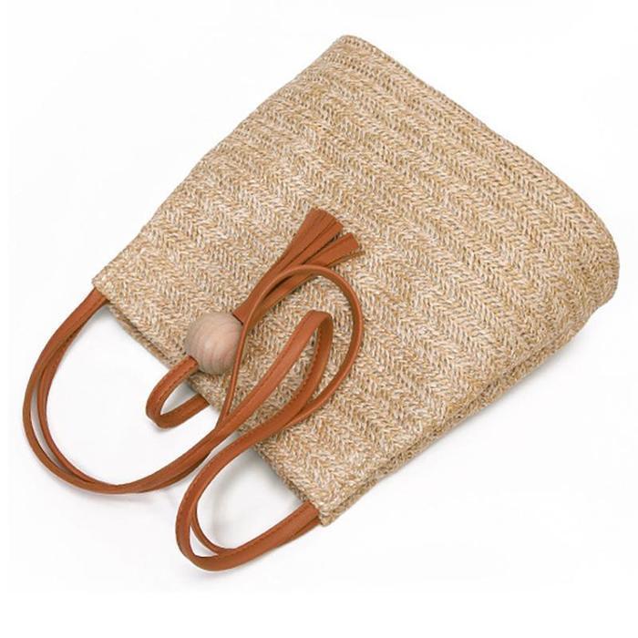 Womens Woven Straw Casual Beach Style Shoulder Bags