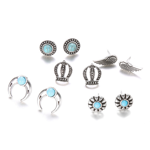 Boho Turquoise Stud Earring Set