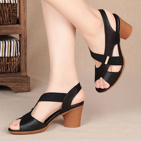 Women's Fashion Fish Mouth Chunky Heel Sandals 65188501C