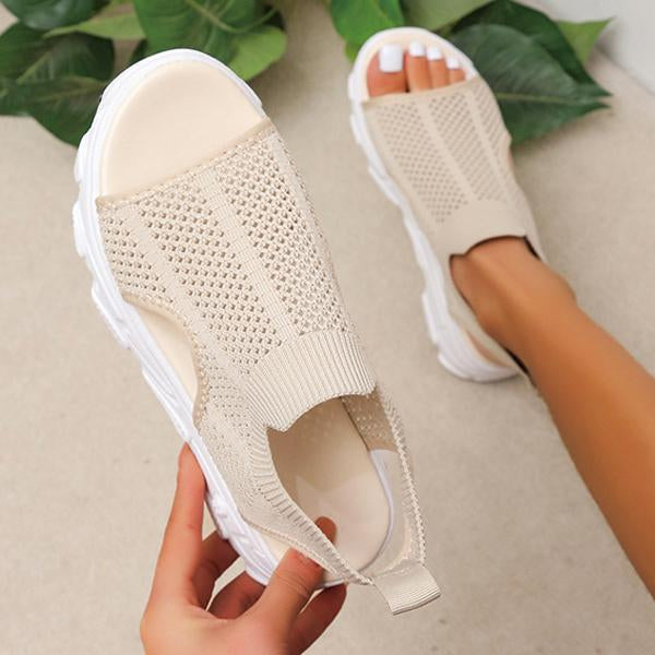 Women's Knit Elastic Slip-On Platform Sandals 86391564C
