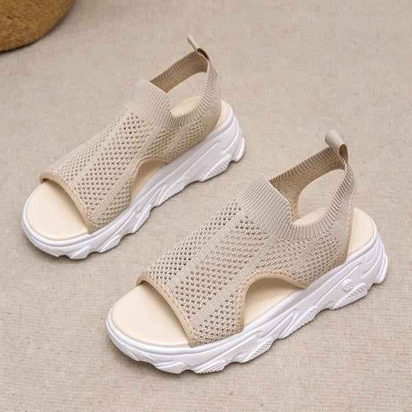 Women's Knit Elastic Slip-On Platform Sandals 86391564C