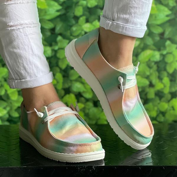 Women's Colorful Tie-Dye Series Flat Canvas Shoes 18493943C