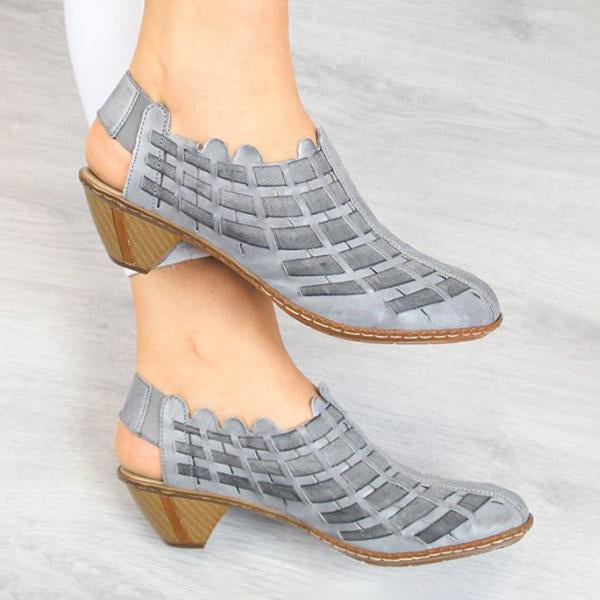 Women's Colorblock Cross-woven Casual Pointed Toe Booties 38467893C