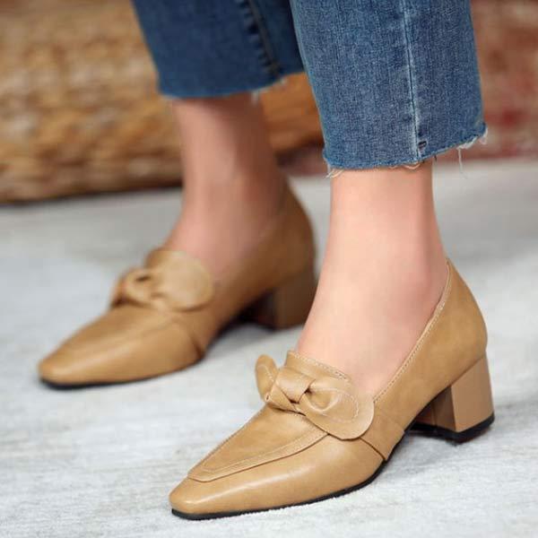 Women's Chunky Heel and Mid-Heel Bow Detail Pumps 83800498C