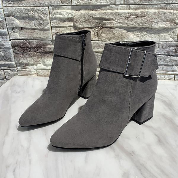 Women's Fashion Belt Buckle Chunky Heel Ankle Boots 85800267S
