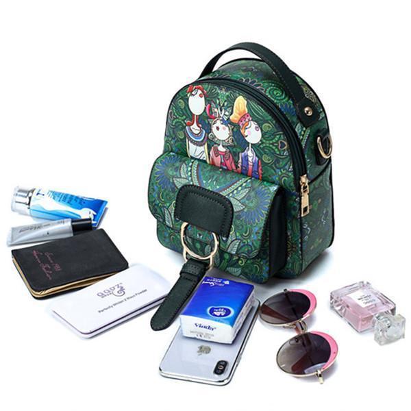 Bohemian Forest Cartoon Pattern Backpack Female Crossbody Bag