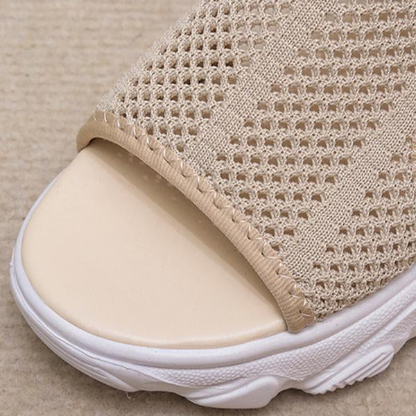 Women's Knit Elastic Slip-On Platform Sandals 86391564C