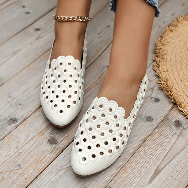 Women's Elegant Pointed Toe Hollow Flat Shoes 58450313S
