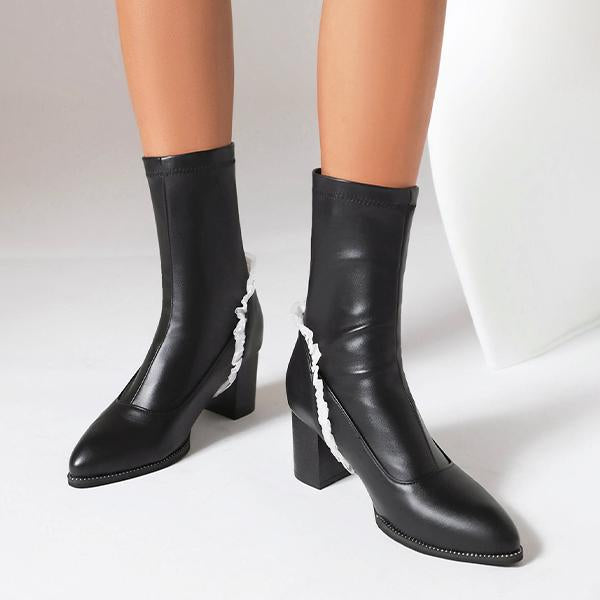 Women's Elegant Lace Heart High Heel Booties 57074446S