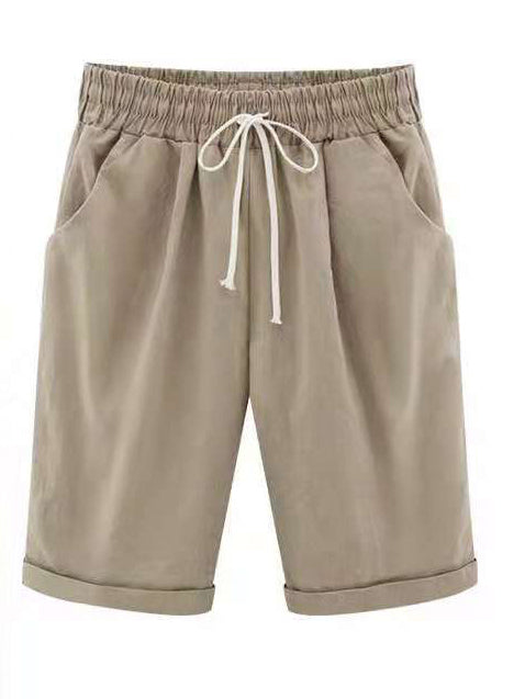 Women's Lace-up Minimalist Linen Breeches With Pockets