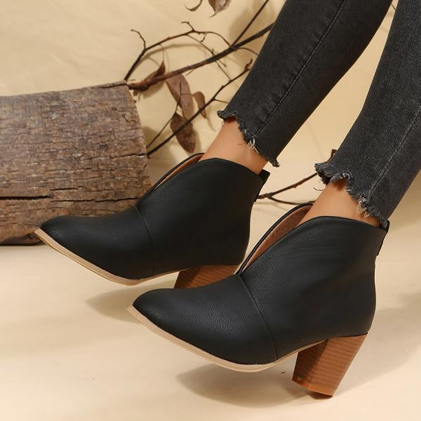 Women's Fashion Slip On Pointed Toe Retro Boots 45132373C