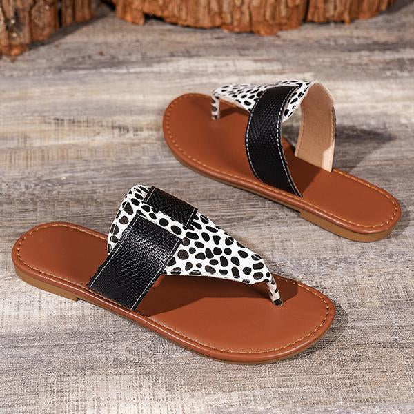 Women's Leopard Print Buckle Casual Flip Flops 59002904C