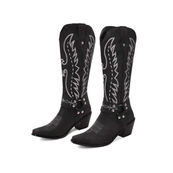 Women'S Ethnic Embroidered Chunky Heel Mid Heel Boots 49418495C