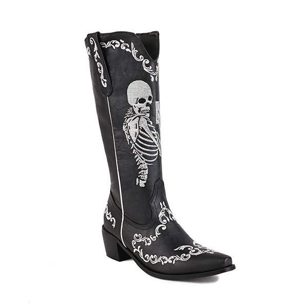 Women'S Embroidered High Block Heel Western Cowboy Boots 70475337C