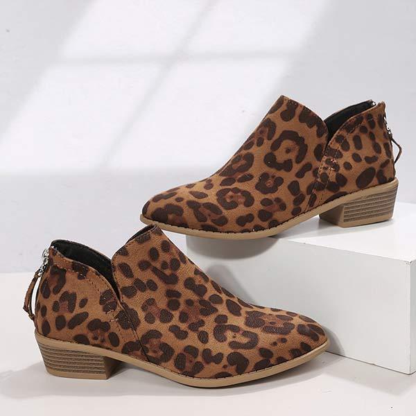Women'S Chunky Heel Back Zip Ankle Boots 27545675C