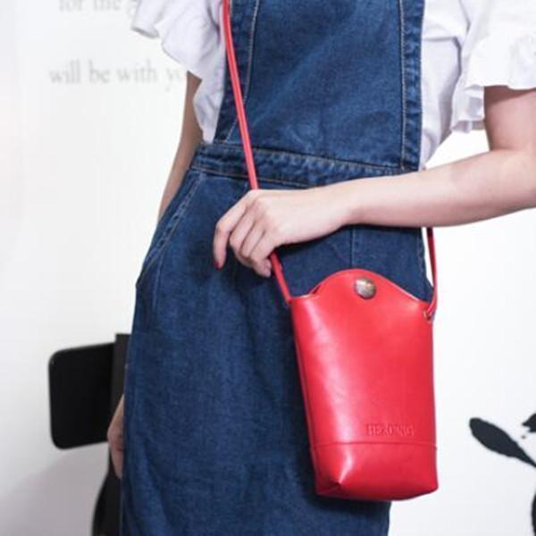 Casual Little Bucket Bag Phone Bag PU Crossbody Bag