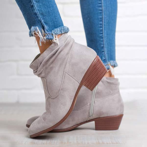 Women's Comfortable Mid Heel Square Toe Ankle Boots 11464212C