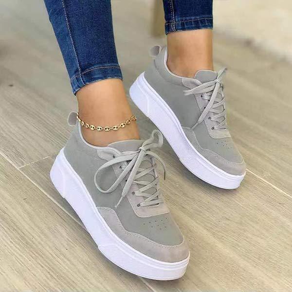 Women'S Platform Solid Color Casual Round Toe Lace-Up Shoes 58231281C