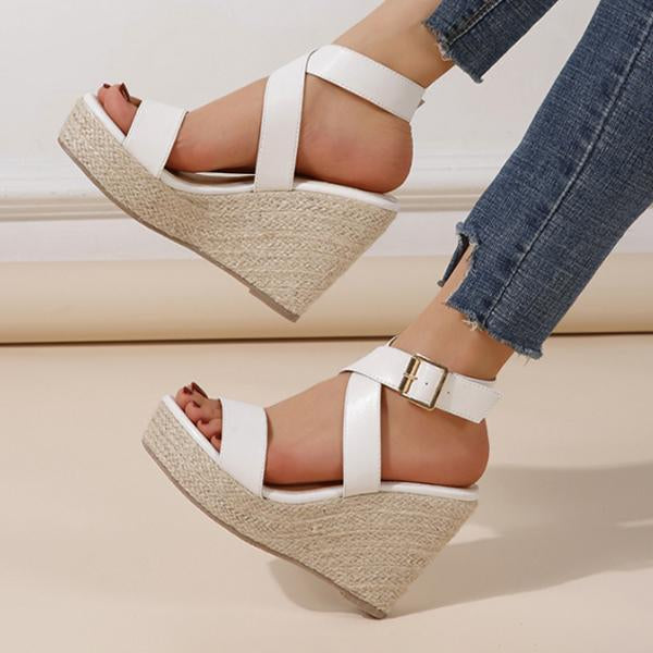 Women's Cross Strap Platform Wedge Open-Toe Sandals 02262971C