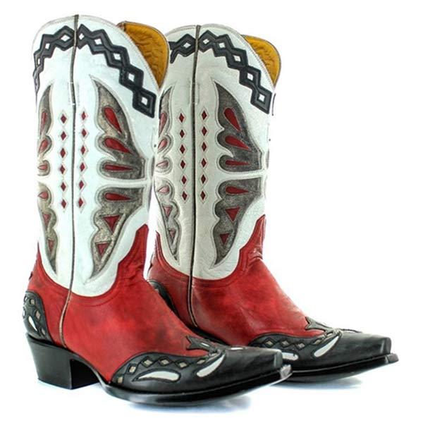 Women's Patchwork Patent Leather Mid-Calf Fashion Boots with Pull-on Shaft 59470163C
