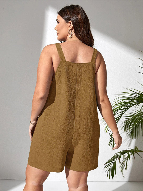 Women's Plus Size Casual Suspender Pocket Romper